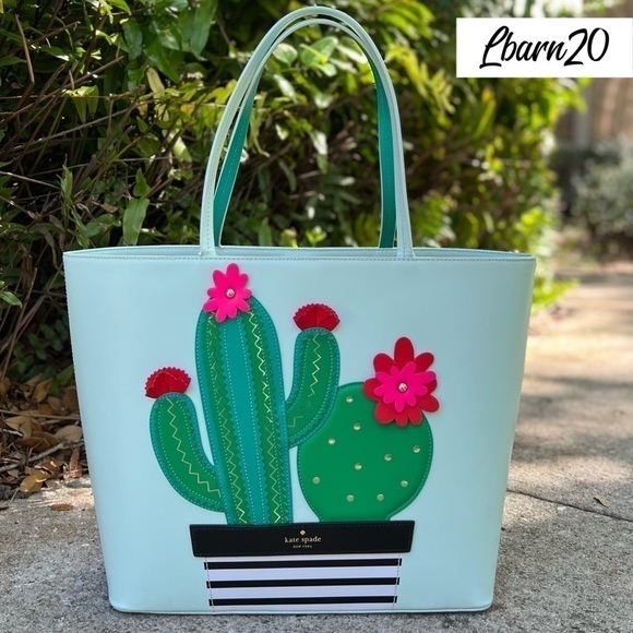 Kate Spade New Horizons Little Len Tote Bag Cactus Flower Design - Picture 1 of 15